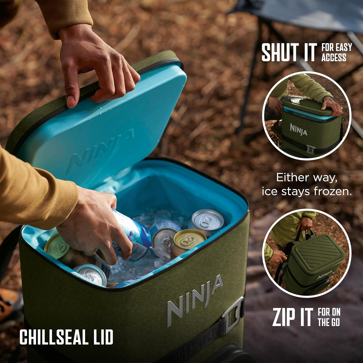 Ninja FrostVault Go 24-Can Backpack Soft Cooler & Ninja Thirsti Travel Bottle - Image 6