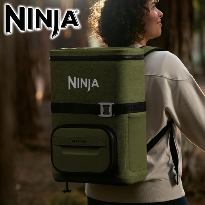 Ninja FrostVault Go 24-Can Backpack Soft Cooler & Ninja Thirsti Travel Bottle