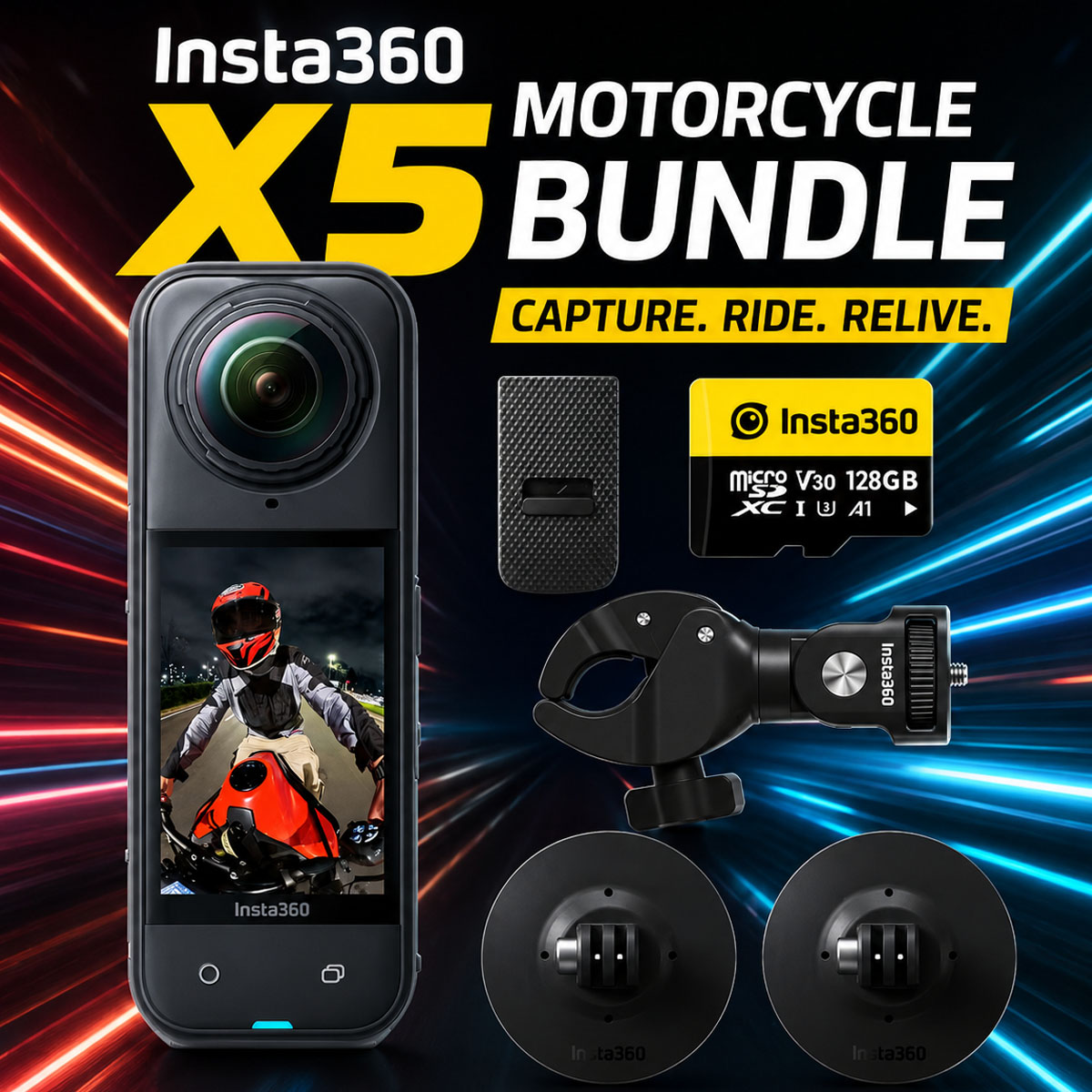 Insta 360 x5 8k Motorcycle Bundle