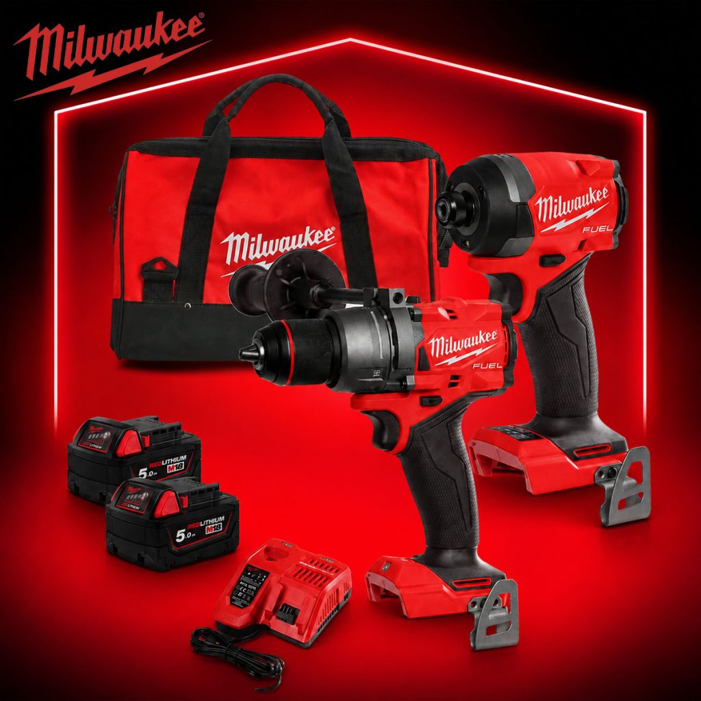 Milwaukee M18 Twin Pack with Batteries, Charger & Contractor Bag