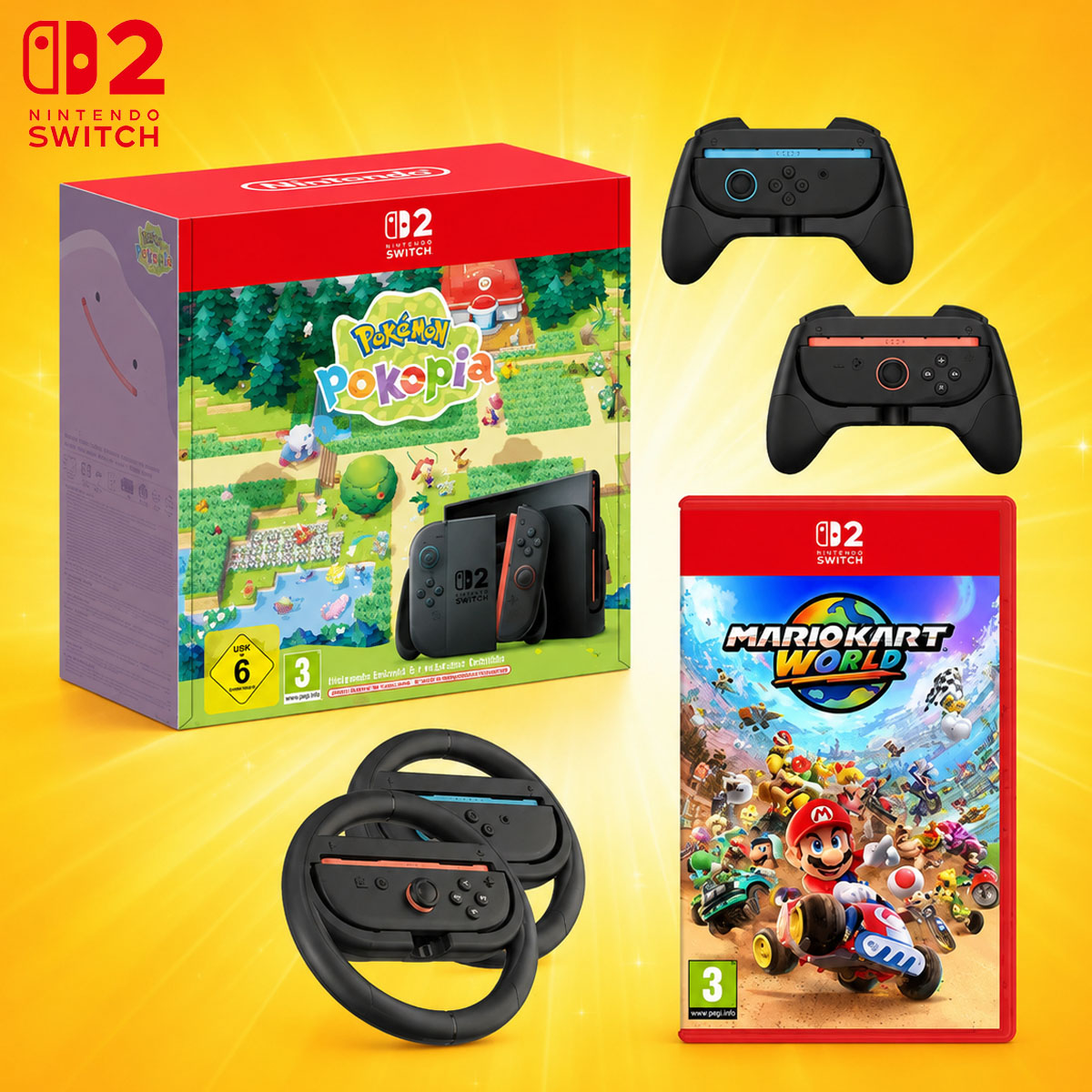 Nintendo Switch 2 Pokemon Pokopia & Mario Kart World Bundle