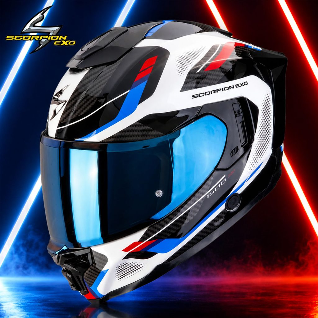 Scorpion EXO-1500 Sleek – White/Red/Blue