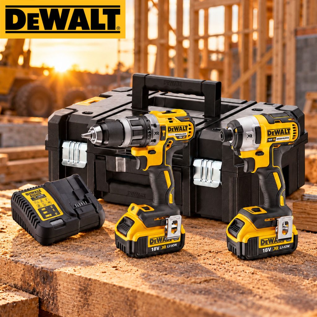 DeWalt 18V XR Cordless Combi Drill & Impact Driver Twin Pack with...