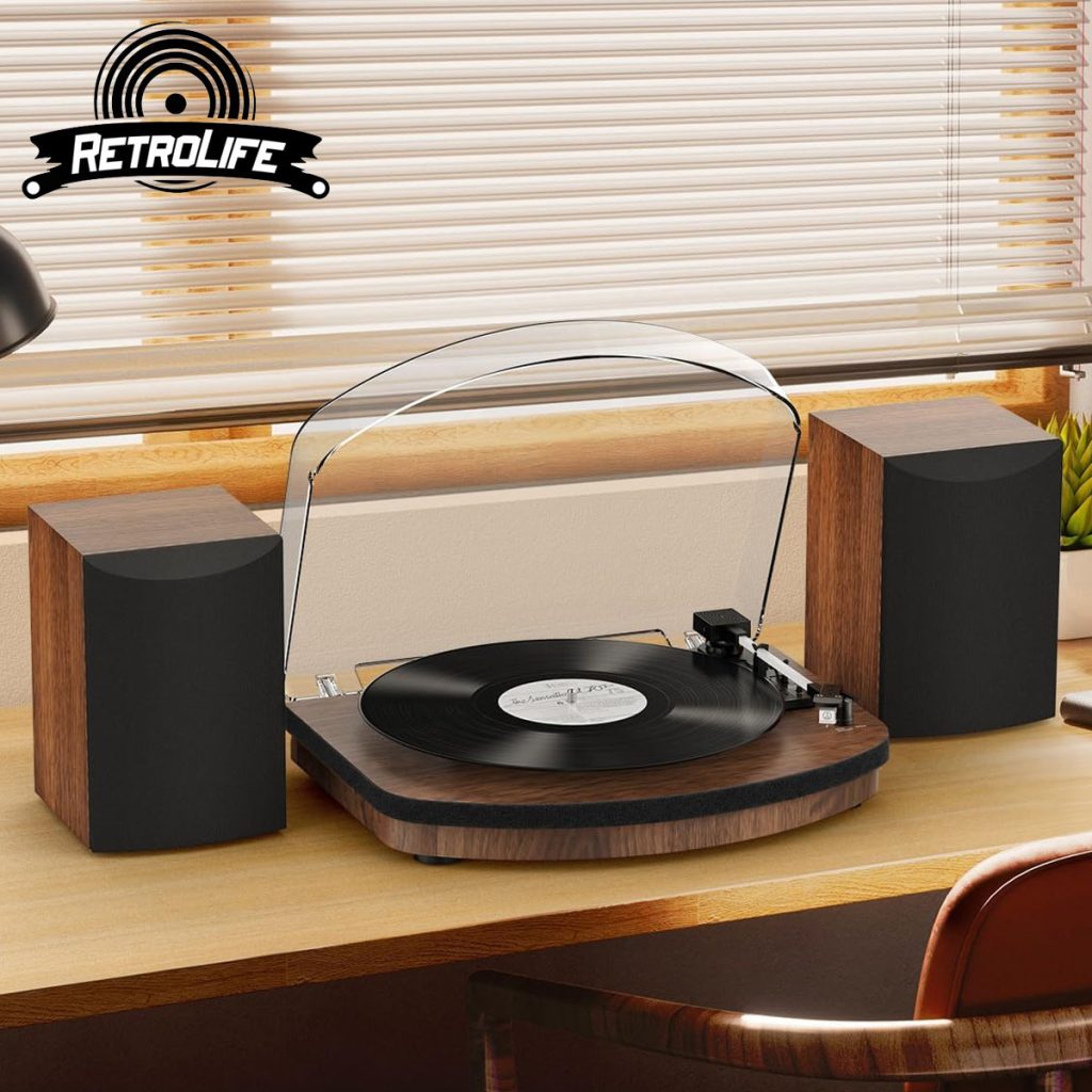 Retrolife Vinyl Record Player with External Speakers