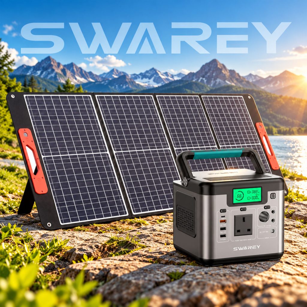 Swarey Portable Power Station S500 Generator with 100W Solar Panel
